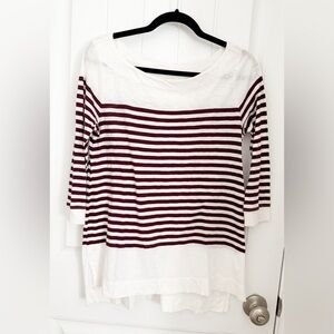 LOFT- Striped Maroon and White Women's Top